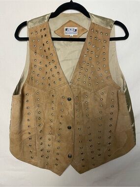 Vintage Tan Suede Grommet Vest